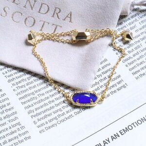 Kendra Scott Elaina Gold Cobalt Cat's Eye Adjustable Chain Bracelet